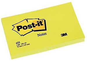 Post it 76x125 blc jaune 100 feuilles