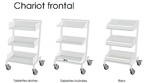 Chariot à livres SIMPLE FACE tout métal 3 étages avec ROULETTES INDUSTRIELLES