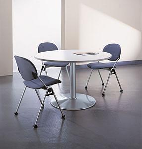 Table ronde pied central platine plateau mélaminé 28mm