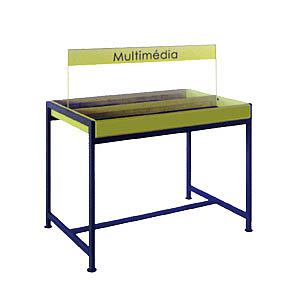 Bac CD ADULTE sur pieds, large double face plat TOUT métal