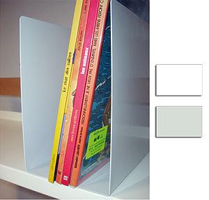 Serre-livre/séparateur métal en "U" gris clair 