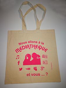 Sac tissu sérigraphié "Médiathèque