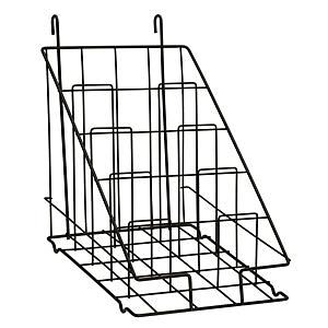 Présentoir incliné 4 cases en escalier pour grille en métal grillagé