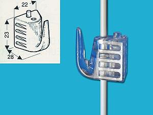 Crochet simple en lexan pour tige ronde