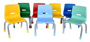 Chaise enfant coque PPP/pieds métal alu