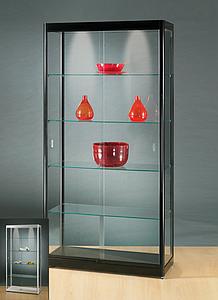 Vitrines hautes 200cm L40, 50, 60 cm MONTEES avec éclairage PLAFOND