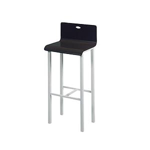 Tabouret haut 4 pieds métal, assise bois 