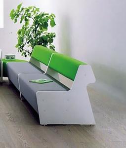 Banquette simple face modulable 2 places bois/tissu