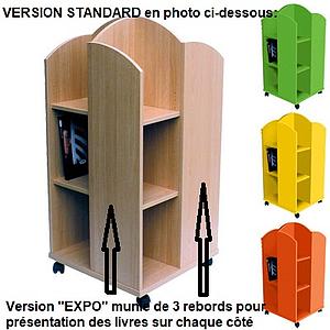 Tour à livres/EXPO 4 côtés sur roulettes H120 ou 150cm