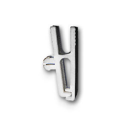 Clip plastique blanc pour porte-badge souple à trou rond  Conditionnement : Paquet de 100 clips plastique blanc