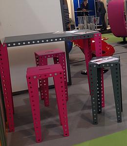 Tabouret DESIGN tout métal concept MECCANO 