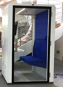 Cabine acoustique individuelle ULTRA COMPACTE avec fond vitré : SUR DEVIS 