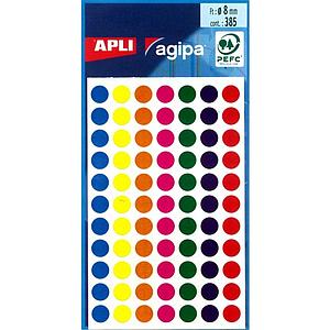 Pastilles adhésives couleur APLI ø8, 15 ou 19mm 