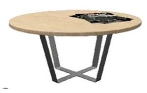 Table basse ronde piétement conique croisé