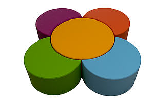 Table ENFANT "Fleur" (table-assise ronde et ses 4 poufs)  