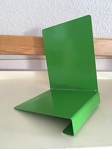 Serre-livre métal Porte-étiquette Dim. L13xh17xp14cm angle droite VERT CLAIR