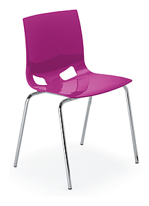 Chaise assise en PPP BRILLANT 4 pieds chromés