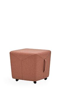 Pouf carré mobile et transportable à poignée et roulettes 