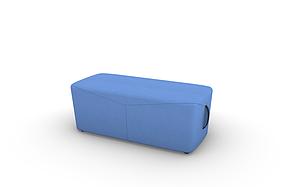 Pouf bas mobile 2 places sur patins glisseurs à poignée  