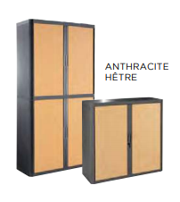 Armoire à rideaux ECO BICOLORE avec portes imitation hêtre