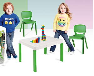 Table+chaises enfant 3-6 ANS : kit table et chaises ultra-résistantes indoor / outdoor  100% recyclable