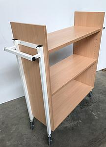 Chariot à livres bois 3 tablettes droites
