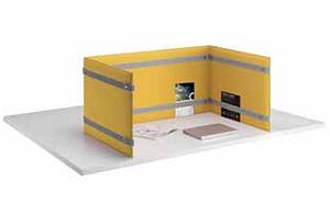 Panneau-séparateur acoustique de bureau à poser pour composition de cloisons de table 