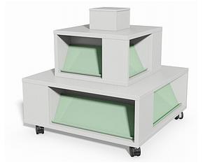 Table à nouveautés forme pyramidale 3 niveaux 8 cases