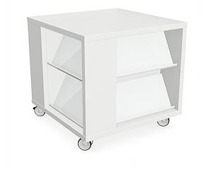 Table à nouveautés mobile forme "cube " 8 tablettes inclinées métal