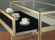 Vitrine-table avec tiroir coulissant, 2 largeurs