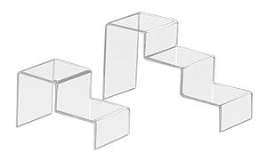 Lot de 2 présentoirs plexi en escalier pour présentation en vitrine ou sur une table 
