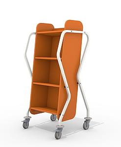 Chariot à livres ERGONOMIQUE simple face en bois  