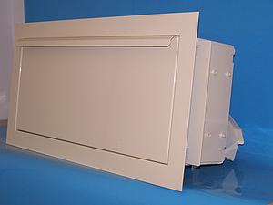 Boîte retour de livres encastrable spéciale MILIEUX MARINS en acier inoxydable pour murs