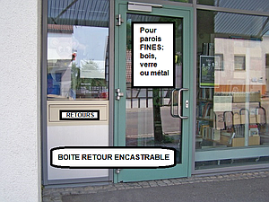 Boîte retour de livres encastrable pour parois Bois/Verre/métal pour MILIEUX MARINS