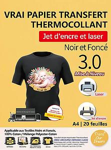 Papier Transfert pour T-Shirts et Textiles Noirs ou Foncés