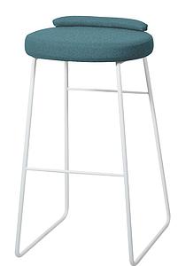 Tabouret haut assise et mini dos tapissés piétement luge métal 