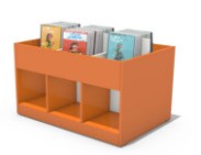 Bac albums enfant tout bois rectangulaire 6 cases+soubassement 2 x 3 cases 