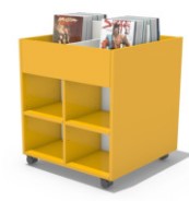 Bac albums ADO / ADULTE tout bois carré 4 cases + soubassement 2x4 cases  