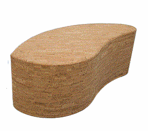 Banc mousse forme "feuille" rectangulaire en mousse revêtement "tissu liège " 