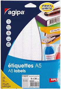 Etiquettes papier blanches permanentes