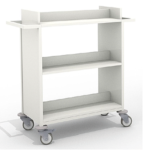 Chariot à livres simple face 6 tablettes droites, entièrement soudé LIVRE MONTE tablettes L75 ou 90cm
