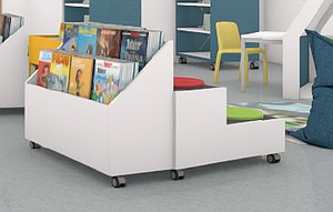 Bac-Podium 2 marches à roulettes pour Assise et rangement