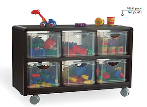 Rangement mobile enfant avec 6 caisses à jouets 