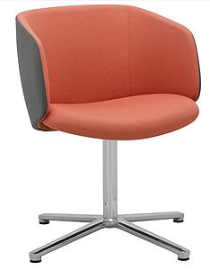 Fauteuil enveloppant sur piétement en croix 4 branches